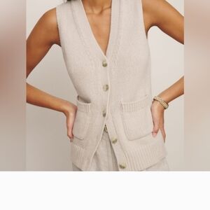 Reformation Cream V-Neck Sweater Vest